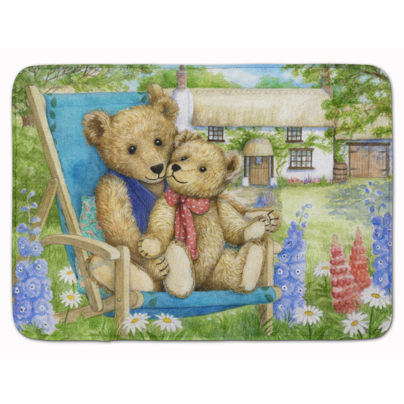 August Grove® Justin Teddy Bears in Flowers Rectangle Microfiber Non